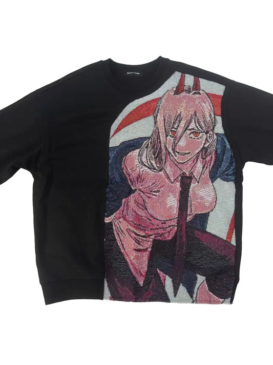 Masque Studio Chainsaw Man black oversized heavyweight sweatshirt